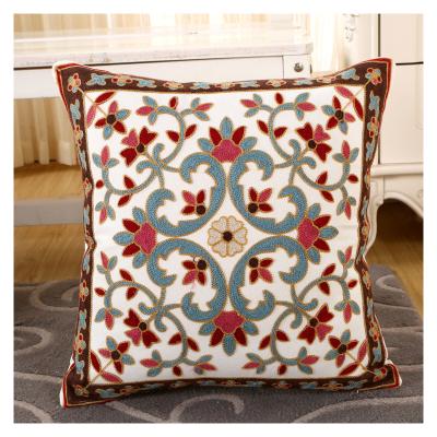 China Custom cushion cover embroidery design flowers design 45X45cm cushion cover embroidery for sofa decor for sale