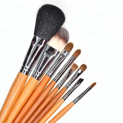 China Angular Blush Your Own Brand Wooden Handle Mini Makeup 8pcs Set Brush for sale