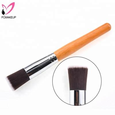 China Angular Blush Round Large Flat Head Foundation Powder Cosmetic Brush With Copper Ferrule for sale