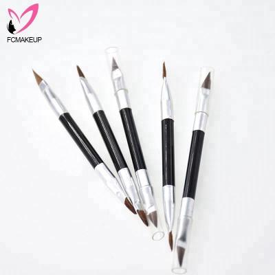 China Smudge Brush Mini Double Sided Pony Hair Disposable Cosmetic Compact Lip Eyeliner Makeup Brush for sale