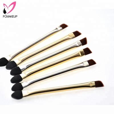 China Angular Blush 8.5 Cm Long Color Compact Gold Small Angled Eyebrow Brush Sponge Applicator / Blender Brushes for sale