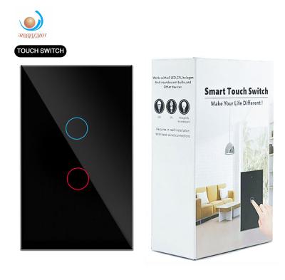 China Smart Home Automation System US/AU 1/2/3Gang Luxury Tempered Glass Panel can be used for touch switches in various scenarios wall switch and light switch for sale