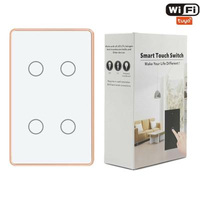 China US Standard1/2/3/4Gang Aluminum Alloy Frame Wi-Fi Wall Light Touch Smart Switch Smart Home Automation System TUYA App Control Wifi Switch With Alexa for sale