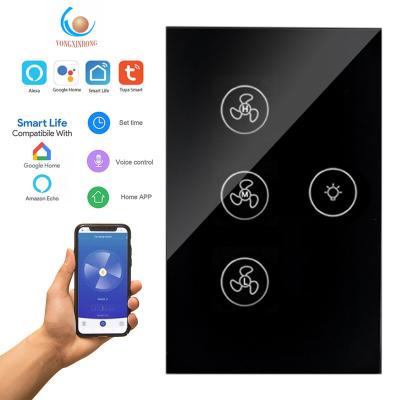 China Tempered Glass Panel Wifi Smart Ceiling Fan Regulator Switch Lamp Switch/Wifi Fan Compatible with Alexa/GoogleHome/IFTTT for sale