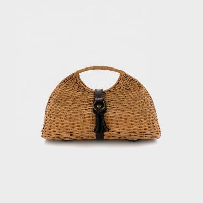 China Fashion Style Straw Purse Fashion Style Rattan Beach Clutch Bohemian Handmade Women Handwoven Woven Handbags Tote Bag for sale