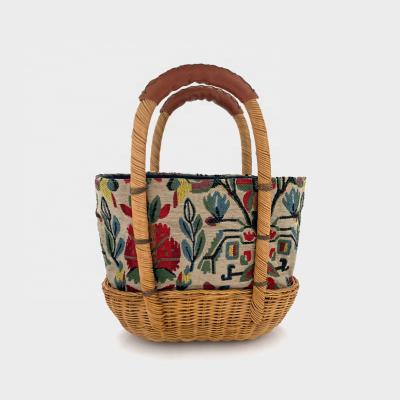 China Fashion Embroidery Decoration Summer Beach Rattan Tote Bag Handmade Straw Clutch Handbags for sale