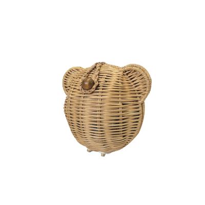 China Fashion Kids Rattan Bear Cross - Body Bag Customized Beach Straw Bag for sale