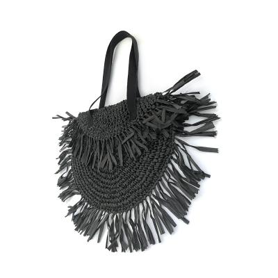 China Fashion Summer Bali Women Straw Tote Bag With Tassel Woven Beach Straw Handbags for sale