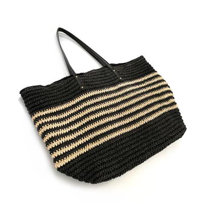 China Wholesale Knitting Straw Stripe Women Bags Vintage Morrocan Handmade Beach Bag Custom Tote Bag for sale