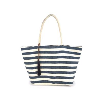 China Fashion Factory Custom Knitted Beach Bags Stripes Fashion Female Shopping Bag for sale