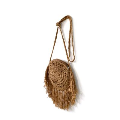 China Soft Tassel Style Cotton Mesh Crochet Summer Beach Bag Round Straw Shoulder Cross Shoulder - Body Bags for sale