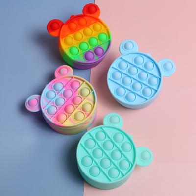 China Reliever Silicone Mini Pop Purse Moving Person Toys Push Noise Bubble Moving Person Sensory Toys for sale