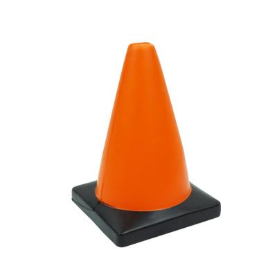 China Soft Squeezable Promotional Toys PU Traffic Cone Shape PU Stress Ball, PU Foam Cone Stress Antistress Toys for sale