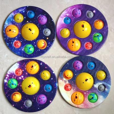 China Sensory Toys Silicone Bumpy Person Single Dimple Noise Bubbles Toys Squeeze Galaxy System Board Solar Snap Toys for sale