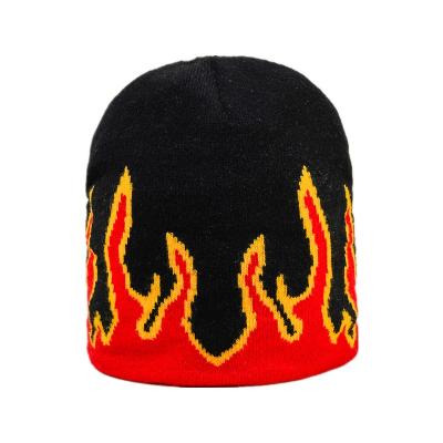 China Fashion Flame Design Winter COMMON Beanie Hat Flame Beanie Shorts for sale