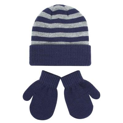 China JOINT Warm Knitted Beanies Hat And Mitten Sets Beanie Hat And Gloves Set Winter Children Boy Girl for sale