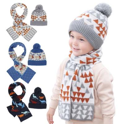 China Factory Wholesale Medium Winter Design Lovely Beanie Hat Scarf Sets Children's Beanies for sale