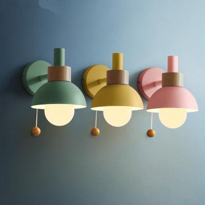 China Modern Drop Shipping Nordic Wooden Wall Lamp Led Macarons Wall Lights For Bedroom Bedside Bathroom Modern Mirror Lamp Home Decor for sale