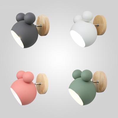 China Modern Minimalist Kitchen Decoration Modern Minimalist Living Room Bedroom Wall Light European LED Mickey Wall Lamp Wooden Drop Shipping One for sale