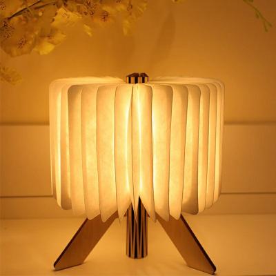 China A Modern Portable 3D 5V USB LED Color Table Book Drop Creative Foldable Night Lights Wooden Rechargeable Lamp 2 for sale