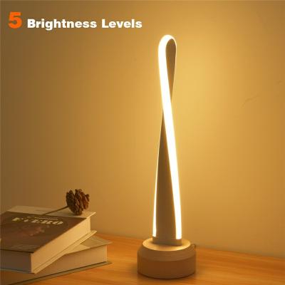 China Modern Drop Shipping Night Light USB Chargable Modern Smart Wooden Creative Led Table Lamps For Bedroom Bedside Living Room Decor for sale