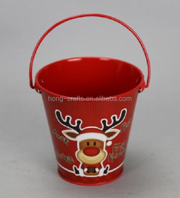 China Cheap Hot Christmas Small Decorative Tin Pail Christmas Pail Sale for sale