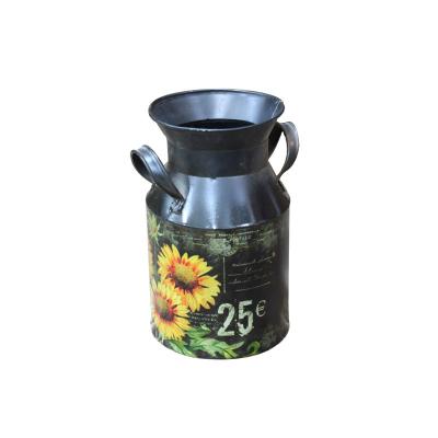 China Hot Selling Europe Metal Sunflower Small Decorative Flower Jug Outdoor Small Planter Pots for sale