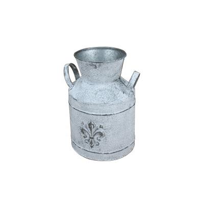 China Decorative Vintage Garden Watering Box Antique White Metal Galvanized Milk Cans Flower Pots Small Bucket Planters Bucket for sale