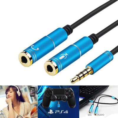 China Gold Plated With Separat Mic And Audio Headphone Connector Headphone Y Adapter Y Splitter 3.5mm Jack Cable for sale