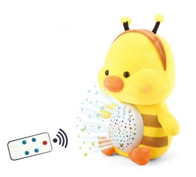 China Eco-friendly Russian Wholesaler Electric Baby Soft Bumblebee Soothers Comforter Plush Stuffed Toys With Projector Night Light Sleep Toys for sale