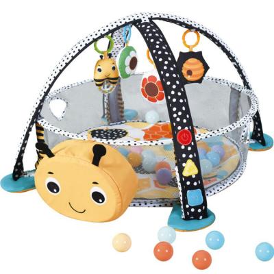 China Toy Kids Plush Educational Indoor Safe Folding Around Activity Gym Ball Mine Baby Bee Game Covering Crawling Mat With Fence for sale