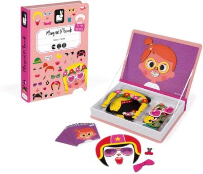 China Cartoon Toy Magnetic Book Girl Crazy Face Dress Up Game For Fantasy Play - Book Shaped Magnetic Puzzle for sale