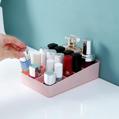 China Hot Sale PP Custom Stocked Plastic Storage Box With Cleavage Storage Cosmetic Organizer Plastic Desktop Storage for sale