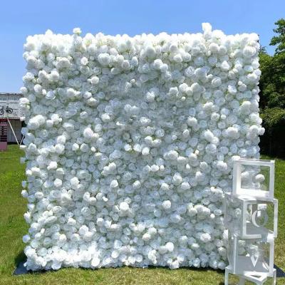 China Wholesale 40*60cm Floral Backdrop Wedding Decoration KCFW-182 White Discount Flowers Wall Artificial Peony Flower Wall for sale