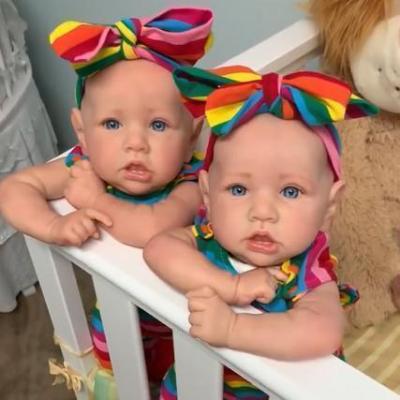 China UCanaan 22 Full Silicone Twins Reborn Dolls Handmade Newborn Baby Dolls Soft Toy 55Cm Inches Body Girl for sale