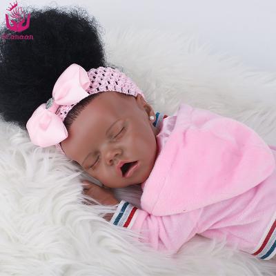 China UCanaan 17Inch 43Cm Lifelike Look Twins Silicon Soft Sleeping African Baby Toy - Lifelike Reborn Doll Girl for sale