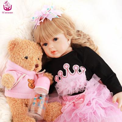 China Long Wave Soft Hair Toy Diy Design Silicone Full Body Toy Kits Life Like Girl Reborn Baby Dolls for sale