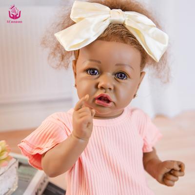 China Newborn Baby 23Inches 58Cm American Black Realistic Reborn Silicon Cartoon Baby Toy Ucanaan Kids Toy African - Doll for sale