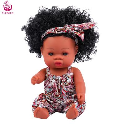 China Soft Toy Toddler Black Mini Silicone Reborn Baby Doll Realistic 12 Inch Production For Adults for sale