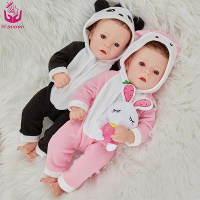 China UCanaan Cute 45cm 18 Inch Silicone Newborn Twins Realistic Reborn Baby Dolls Soft Toy for sale