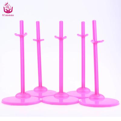 China Ucanaan Logo Wholesale 30Cm Doll Accessories Custom Pink Plastic Doll Display Rack for sale