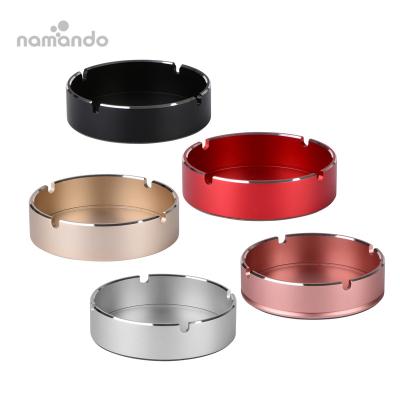 China Ash Tray Desktop Smoking Ash Tray Outdoor and Indoor Aluminum Alloy Round Cigarette Ashtray for Household/Office/Bars/Restaurant for sale