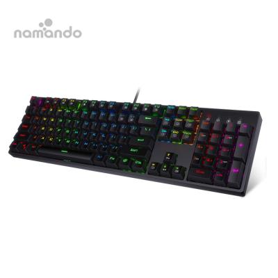 China Gaming RGB Multicolor LED Backlit USB Mechanical Keyboard Wired with Blue Switches 104 Keys for Gamer and Programmer for sale