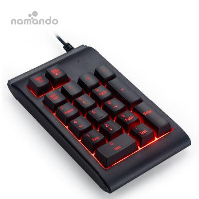 China namando factory numeric keypad USB numeric keypad 19 keys LED backlit cable waterproof keyboard for sale