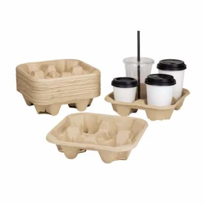 China Recyclable Disposable Biodegradable Take Away Coffee Paper Cup Holder Tray To Go Cup Carrier For Coffee Cup for sale