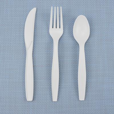 China Plant Based Biodegradable Disposable Cornstarch Knife Spoon and Fork Cutlery Set Stocked for sale