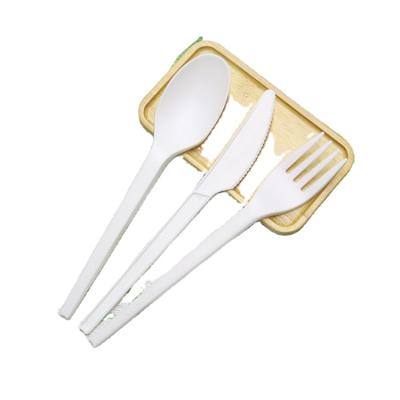 China Disposable Biodegradable Knife Fork Spoon Good Quality Cornstarch Compostable Cutlery for sale