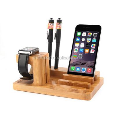 China Real Bamboo Stand Holder Stand Dock Charging Station For Apple Watch for sale