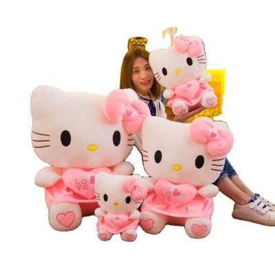 China Cute High Quality Hello Kitty Cat Doll With Heart Pink Hello Kitty Plush Toys Lovely Plush Toy Wholesale Kawaii Girls Gift for sale