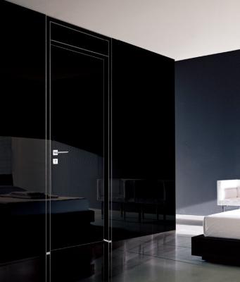 China Aluminum Frame glossy black front door,black lacquer door for bedroom for sale